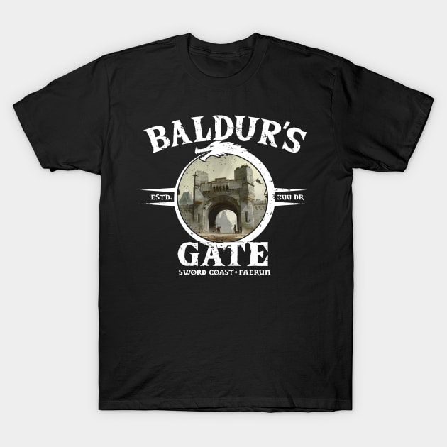 Baldu'rs Gate (Black Print) T-Shirt by Miskatonic Designs